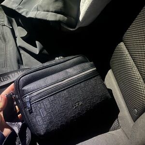 Dior Black Textured Men's Messenger Bag